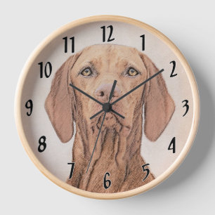Horloge Peinture de Vizsla - Jolie illustration originale