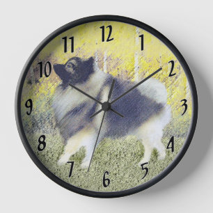 Horloge Peinture en teint de Keeshond - jolie art original