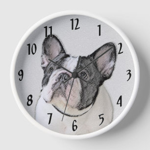 Horloge Peinture française de Bulldog (Pied de broche) - A