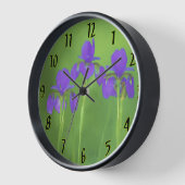 Horloge Peinture Iris Violet - Art Fleur Originale (Angle)