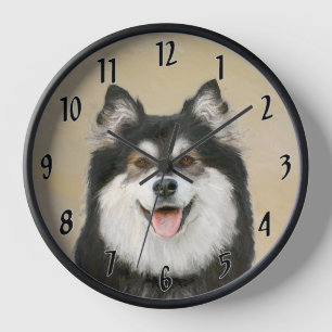 Horloge Peinture Lapphund Finlandaise - Joli art original