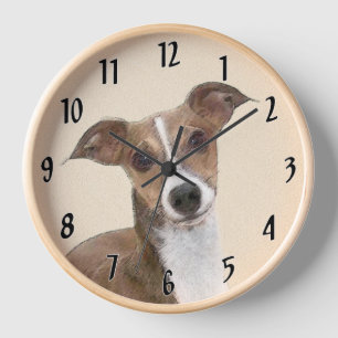 Horloge Peinture Lévrier Italien - Art de Chien Original M