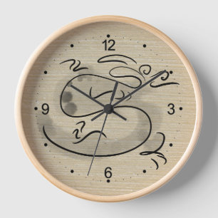 Horloge Peinture originale Année de naissance Dragon Chino