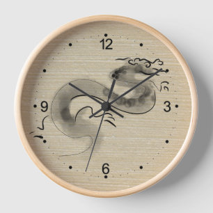 Horloge Peinture originale Année de naissance Dragon Chino