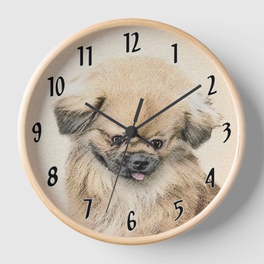Horloge Peinture Pekingese - Cute Original Chien Art (Recto)