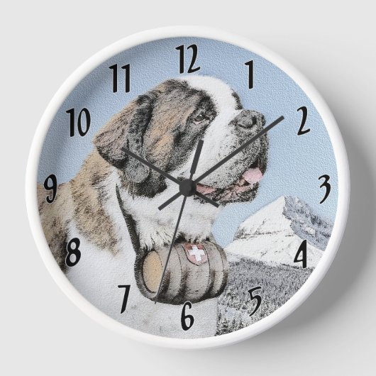 Horloge Peinture Saint Bernard - Cute Original Chien Art (Recto)