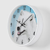 Horloge Peinture Samoyed - Cute Original Chien Art (Angle)