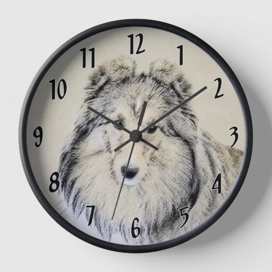 Horloge Peinture Shetland Sheepdog - Jolie art original ch (Recto)