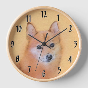 Horloge Peinture Spitz Finlandais - Art Original de Chien
