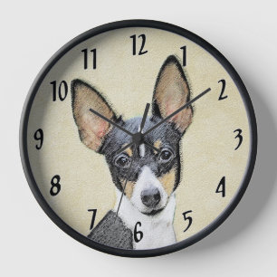 Horloge Peinture Toy Fox Terrier - Art Original de Chien M