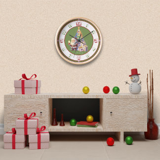 Horloge Père Noël Avec Arbre Et Présente Mur De Noël Horlo