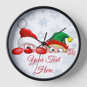 Horloge Père Noël et Elf Cute et drôle Caractères Pékin
