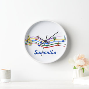 Horloge Personalized Rainbow Colored Music Notes