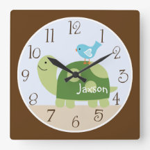 Horloge personnalisée "Arbre Tops Turtle/Forest"