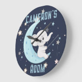 Horloge personnalisée Bébé Éléphant Pêche 4 Étoile (Angle)