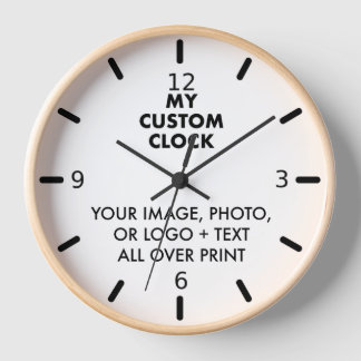 Horloge personnalisée Bois naturel, Mains NOIRES, 