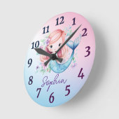 Horloge Personnalisée Fille Mignonne Sirène (Angle)