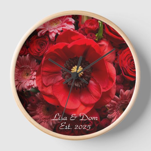 Horloge Personnalisée inattendue de la Flore rouge (Recto)