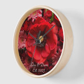 Horloge Personnalisée inattendue de la Flore rouge (Angle)