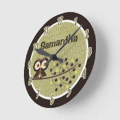 Horloge personnalisée par animal de forêt de hibou (Angle)