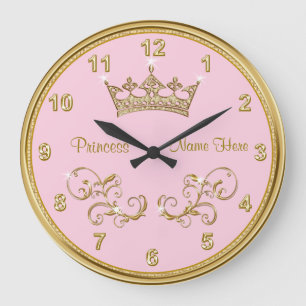 Horloge personnalisée PINK Princess avec accents d