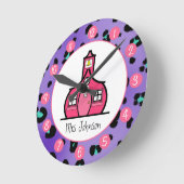 Horloge Personnalisée Violet Leopard Pour Les Ense (Angle)