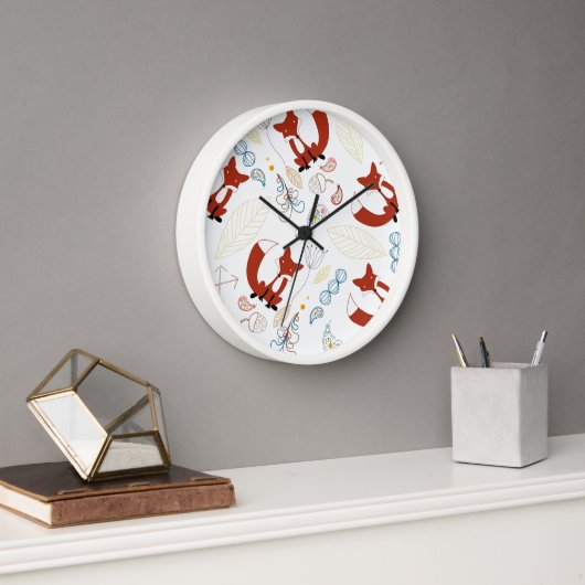 Horloge Personnaliser le Motif Woodland Fox moderne (Bureau)