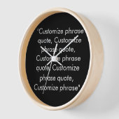 Horloge Personnaliser phrase citation élégant noir blanc (Angle)