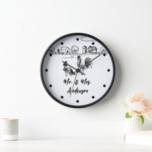 Horloge Personnalité de M. et Mme Chickens Rooster Hen Far