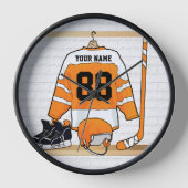 Horloge Personnalized orange et blanc hockey Jersey (Recto)