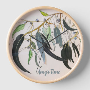 Horloge personnelle en bois avec Feuille gomme