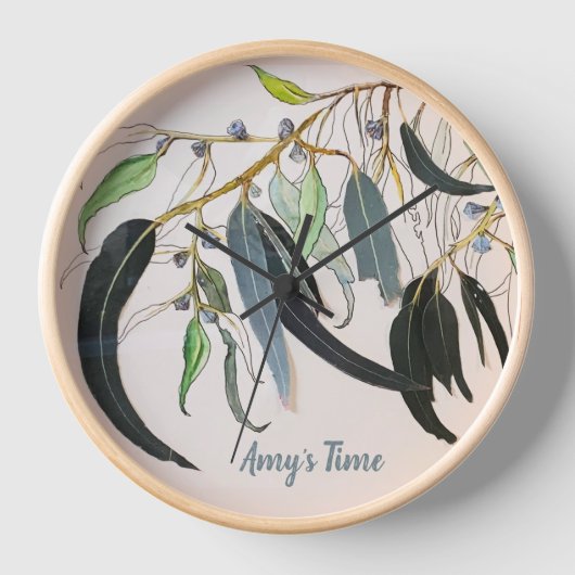 Horloge personnelle en bois avec Feuille gomme (Recto)