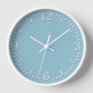 Horloge Petits pois bleu clair.