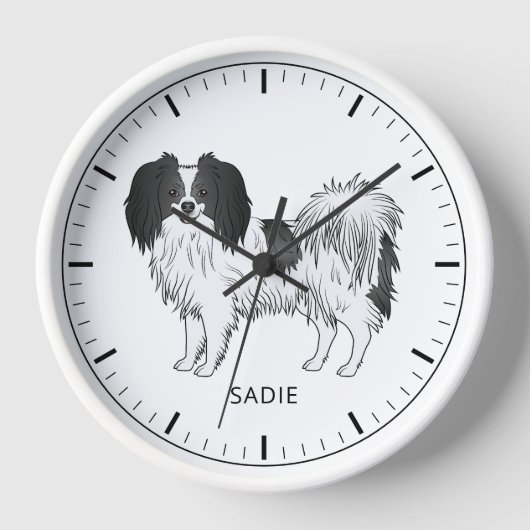 Horloge Phalène Noir Et Blanc Avec Nom Personnalisé (Recto)