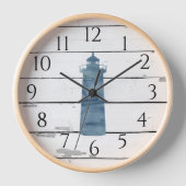 Horloge Phare bleu marine Décor rustique (Recto)