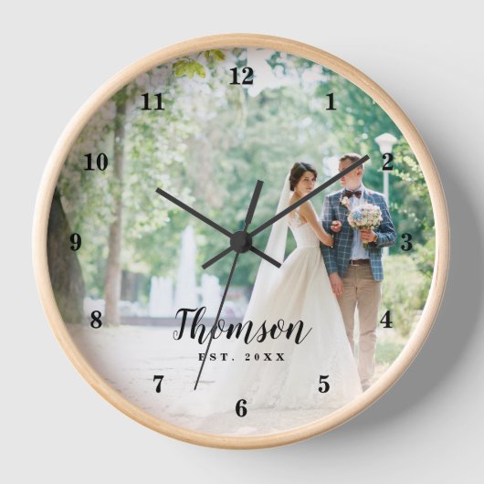 Horloge Photo de mariage personnalisée Monogrammé (Recto)