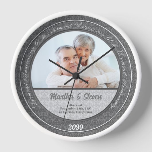 Horloge Photo du 60e anniversaire de mariage de diamant (Recto)