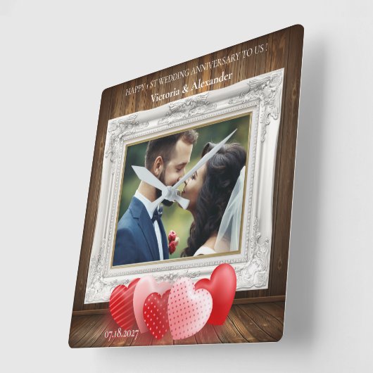 Horloge photo élégante pour le 1er anniversaire de (Angle)
