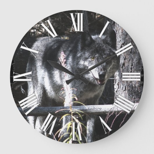 Horloge photo Gray Wolf & Forest (Recto)