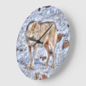 Horloge photo White Wolf & Snow Wildlife (Angle)