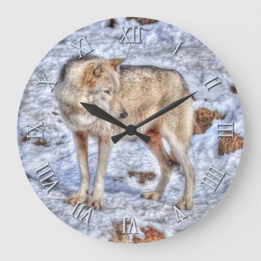 Horloge photo White Wolf & Snow Wildlife (Recto)