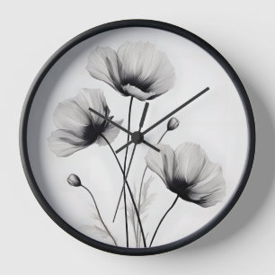 Horloge Photos Neutres Blancs Brillants Florals Par Ava