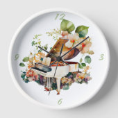 Horloge Piano à queue blanc aquarelle (Recto)