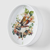 Horloge Piano à queue blanc aquarelle (Angle)