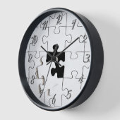 Horloge Pièces de puzzle qui imssunique noir blanc (Angle)