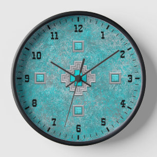 Horloge Pierre Turquoise du Sud-Ouest Cadre de Style Occid