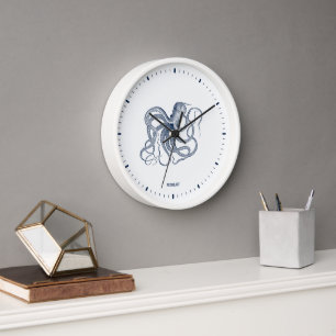 Horloge Pieuvre bleue sur un arrière - plan blanc