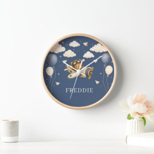 Horloge Pilote Ours en Peluche Avion Vintage Décoration de