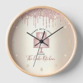 Horloge Pink Glitter Drips Cake Bakery Pastry Chef Gold (Recto)