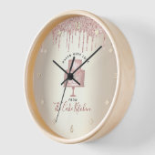 Horloge Pink Glitter Drips Cake Bakery Pastry Chef Gold (Angle)